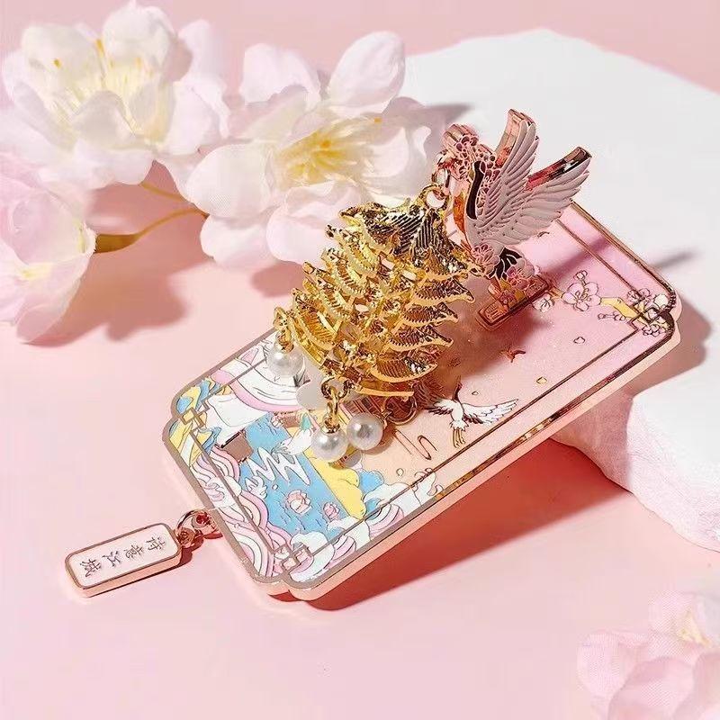 Luminous Yellow Crane Tower Fridge Magnet – Festive LED Décor & Gift Set