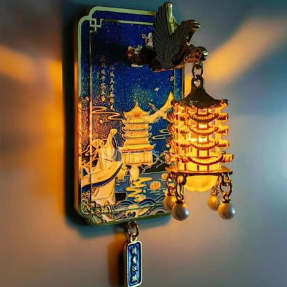 Luminous Yellow Crane Tower Fridge Magnet – Festive LED Décor & Gift Set